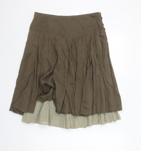 Mrs Behave Vintage Women Brown Cotton A-Line Knee Length Skirt Size 10
