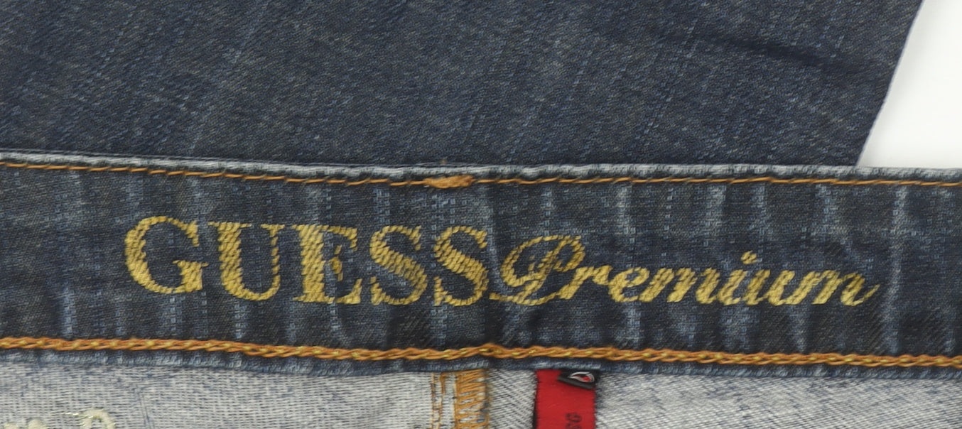 Guess Women's Blue Straight Leg Stretch Jeans Size 30 Mid Rise