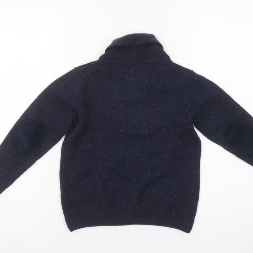 Crew Clothing Boys Navy Lambswool Shawl Collar Jumper Size 6 Years