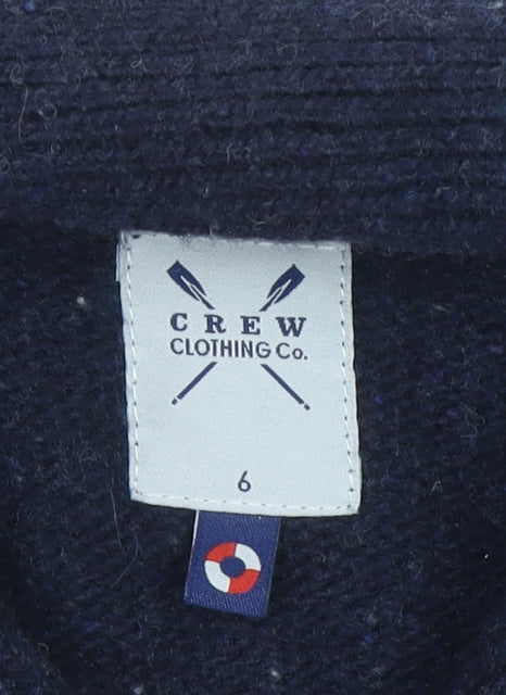 Crew Clothing Boys Navy Lambswool Shawl Collar Jumper Size 6 Years