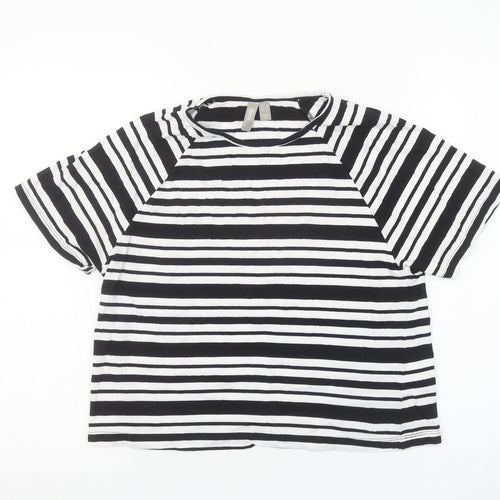 ASOS Women's Black White Striped Cotton Short Sleeve T-Shirt Size 8