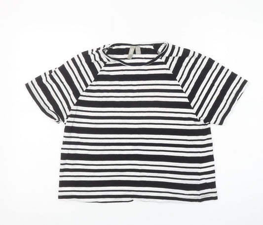 ASOS Women's Black White Striped Cotton Short Sleeve T-Shirt Size 8