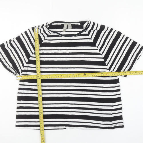 ASOS Women's Black White Striped Cotton Short Sleeve T-Shirt Size 8