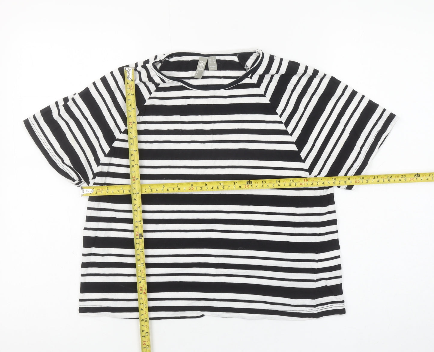 ASOS Women's Black White Striped Cotton Short Sleeve T-Shirt Size 8