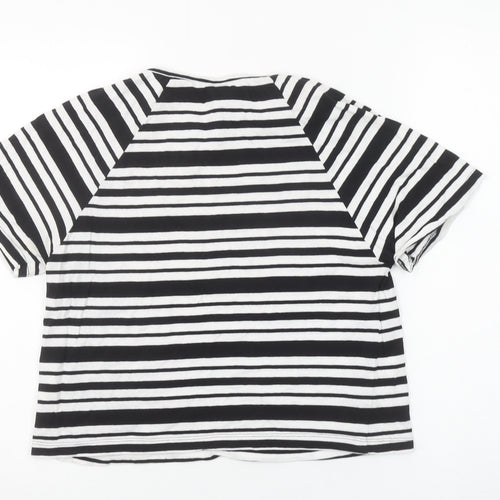 ASOS Women's Black White Striped Cotton Short Sleeve T-Shirt Size 8
