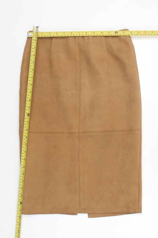 Quiz Womens Brown Suede Look Pencil Skirt Size 10 Stretch