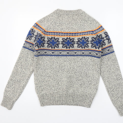 Superdry Women's Grey Fair Isle Knit Crew Neck Jumper Size S