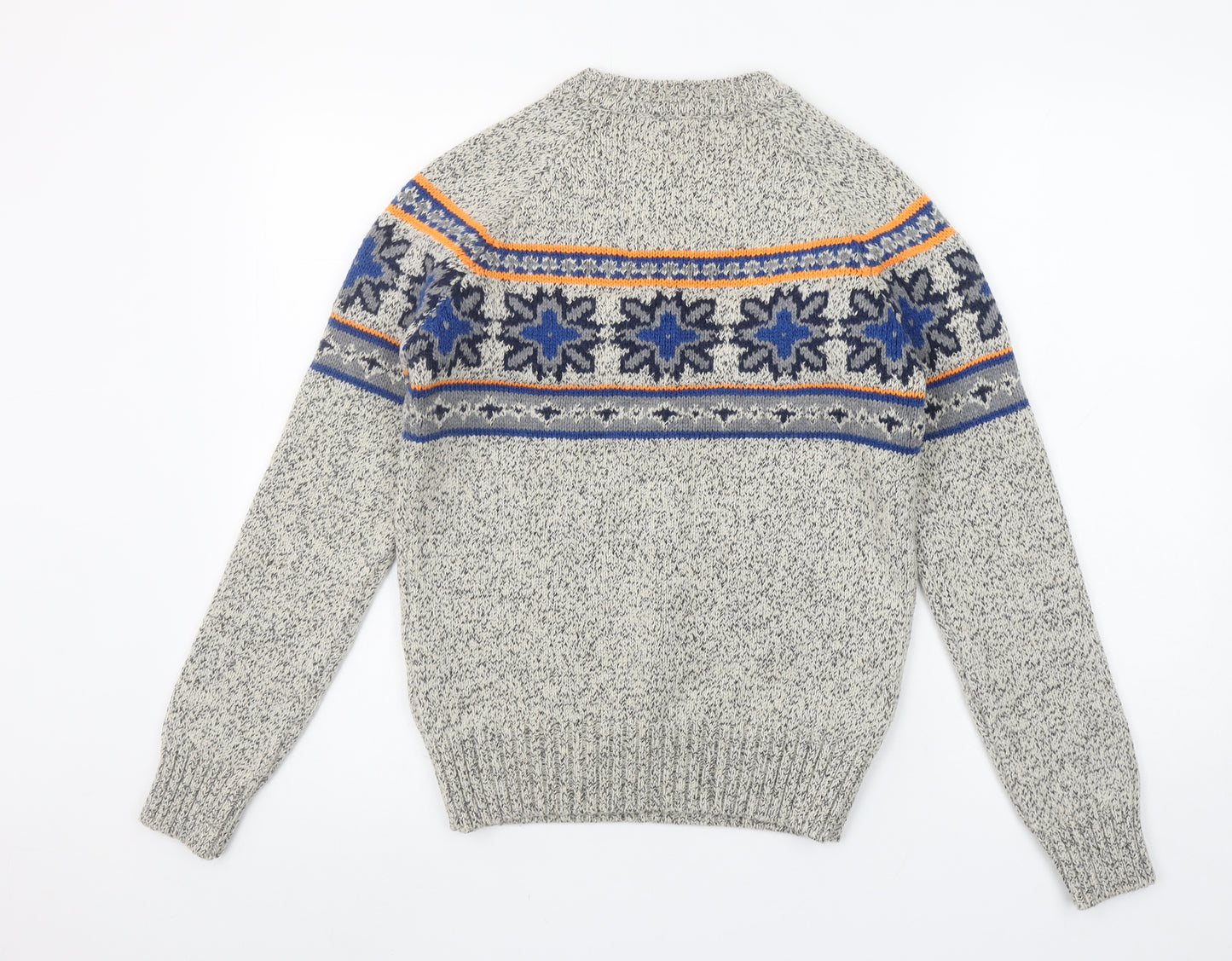 Superdry Women's Grey Fair Isle Knit Crew Neck Jumper Size S