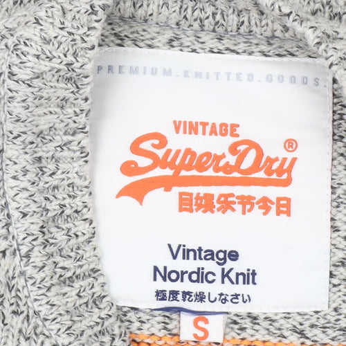 Superdry Women's Grey Fair Isle Knit Crew Neck Jumper Size S