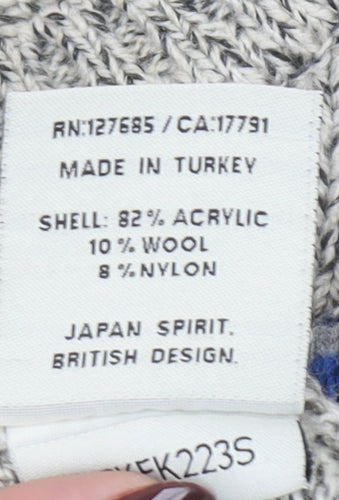 Superdry Women's Grey Fair Isle Knit Crew Neck Jumper Size S