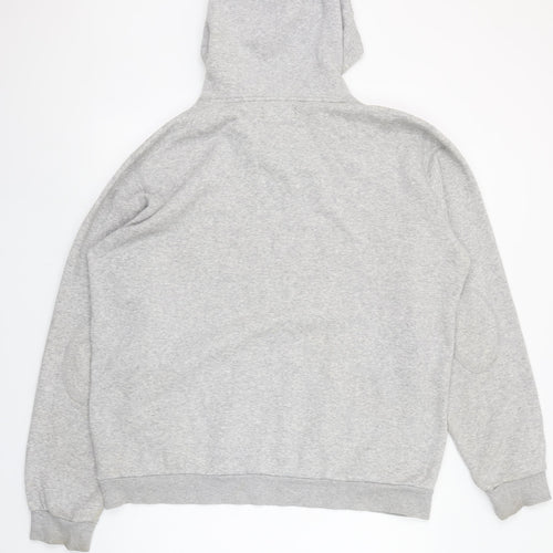 Adidas Men's Grey Henley Hoodie XL Regular Fit Fleece Sweatshirt