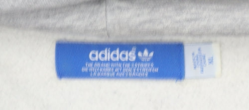 Adidas Men's Grey Henley Hoodie XL Regular Fit Fleece Sweatshirt