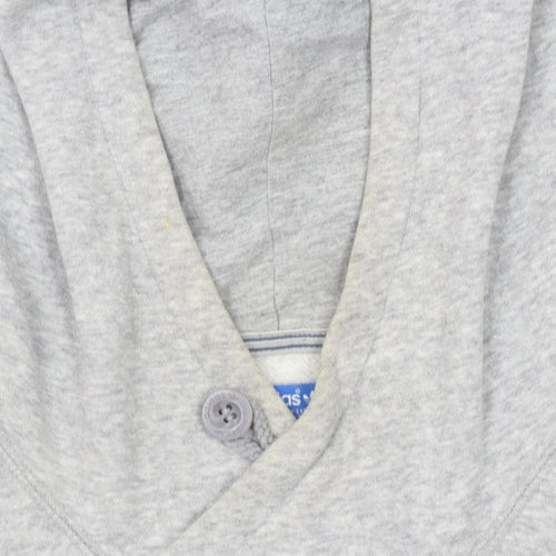 Adidas Men's Grey Henley Hoodie XL Regular Fit Fleece Sweatshirt