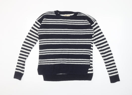 Hollister Women Blue White Striped Crew Neck Pullover Jumper S