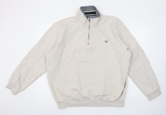 Crew Clothing Men’s Beige 1/4 Zip Fleece Sweatshirt 2XL