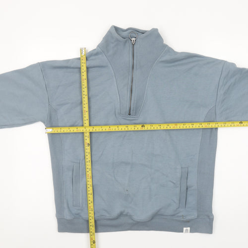 Fat Face Women Blue 1/4 Zip Sweatshirt M Cotton Blend Casual Top