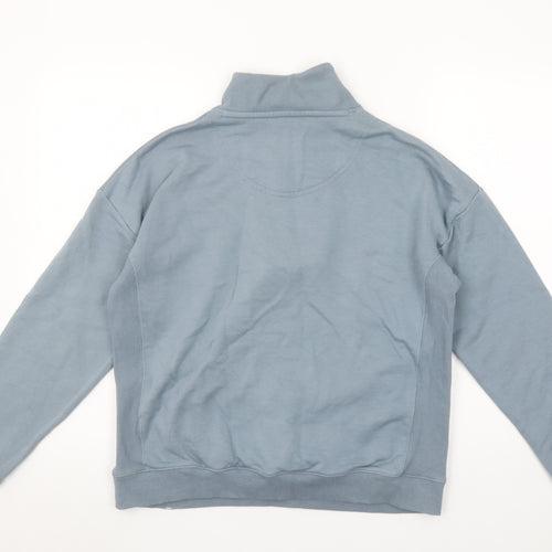 Fat Face Women Blue 1/4 Zip Sweatshirt M Cotton Blend Casual Top