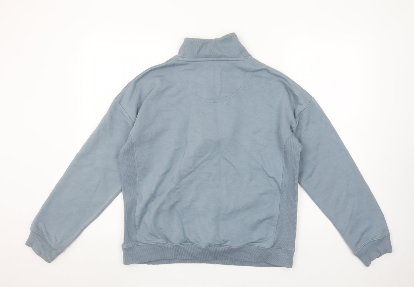 Fat Face Women Blue 1/4 Zip Sweatshirt M Cotton Blend Casual Top