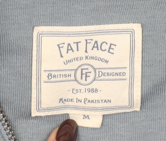 Fat Face Women Blue 1/4 Zip Sweatshirt M Cotton Blend Casual Top