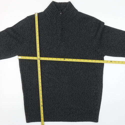 TU Men’s Grey High Neck Half Zip Knitted Jumper Size L