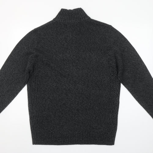 TU Men’s Grey High Neck Half Zip Knitted Jumper Size L