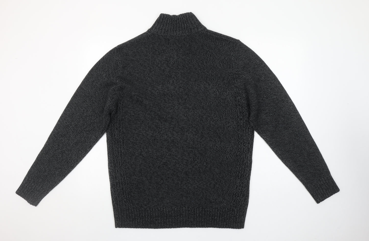 TU Men’s Grey High Neck Half Zip Knitted Jumper Size L