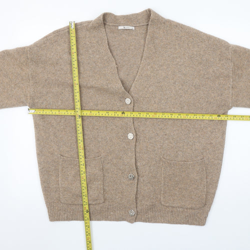 Tu Woman Beige V-Neck Cardigan XL Acrylic Blend Wool Knit