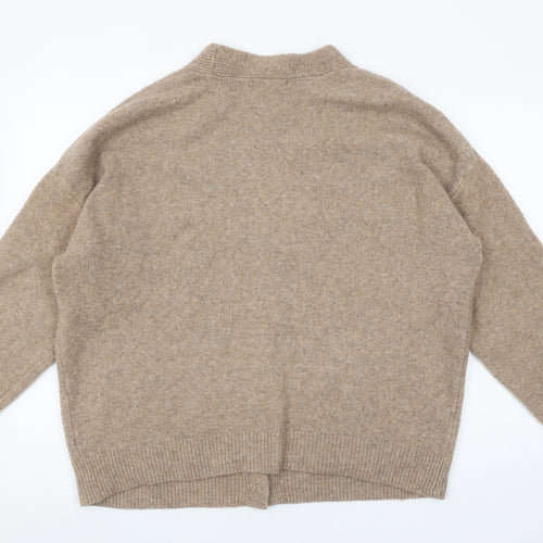 Tu Woman Beige V-Neck Cardigan XL Acrylic Blend Wool Knit