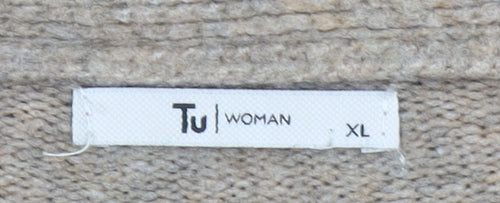 Tu Woman Beige V-Neck Cardigan XL Acrylic Blend Wool Knit