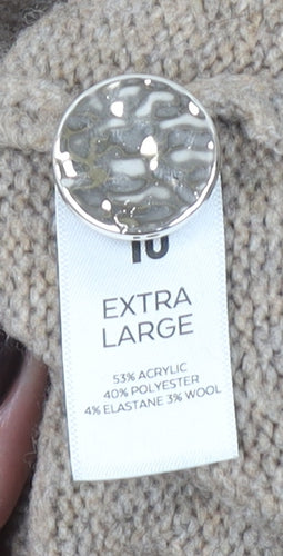 Tu Woman Beige V-Neck Cardigan XL Acrylic Blend Wool Knit