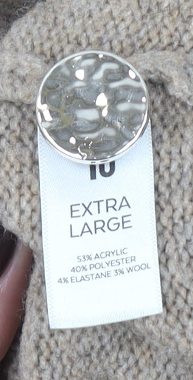 Tu Woman Beige V-Neck Cardigan XL Acrylic Blend Wool Knit