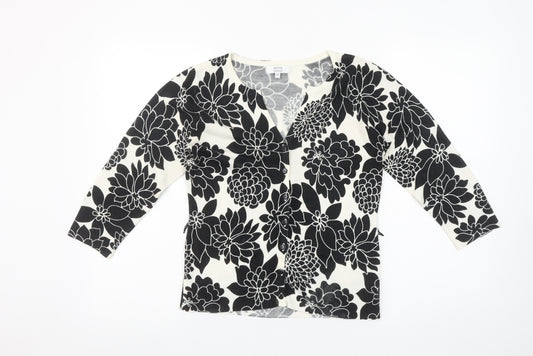 Petite Collection Women’s Black Floral Knit Cardigan Size 10 Petite
