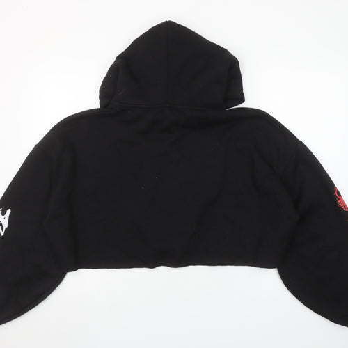 PrettyLittleThing Women Black L Full Zip Cropped Hoodie Los Angeles Graphic