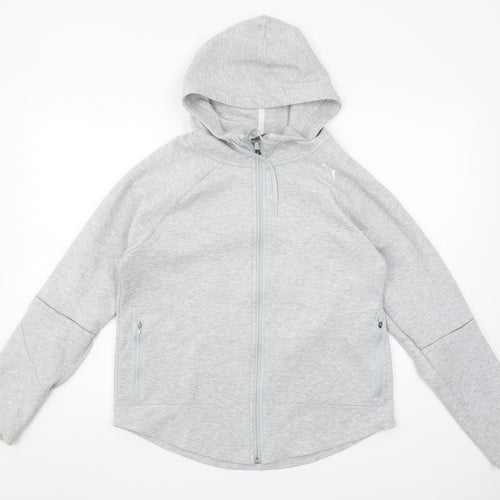 Puma Womens Light Grey Full Zip Hoodie Size M Cotton Blend