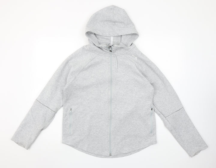 Puma Womens Light Grey Full Zip Hoodie Size M Cotton Blend
