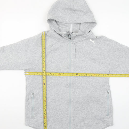 Puma Womens Light Grey Full Zip Hoodie Size M Cotton Blend
