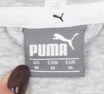 Puma Womens Light Grey Full Zip Hoodie Size M Cotton Blend
