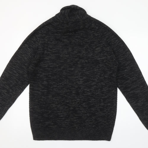 Peacocks Men's Black Cable-Knit Shawl Collar Jumper Size L