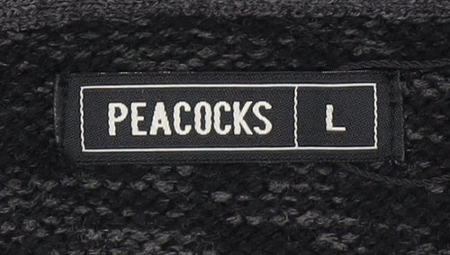 Peacocks Men's Black Cable-Knit Shawl Collar Jumper Size L