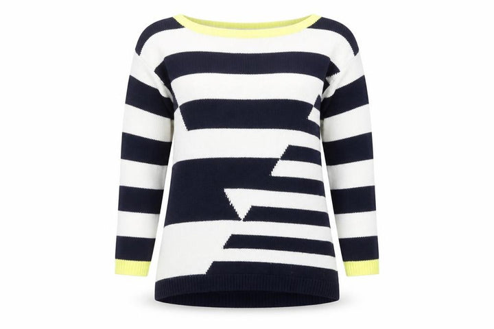 M&Co Women’s Navy Striped Boat Neck Acrylic Jumper Size 10