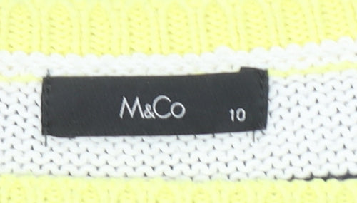 M&Co Women’s Navy Striped Boat Neck Acrylic Jumper Size 10