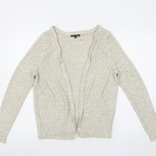 River Island Women’s Beige Sequin Knit Cardigan Size 6