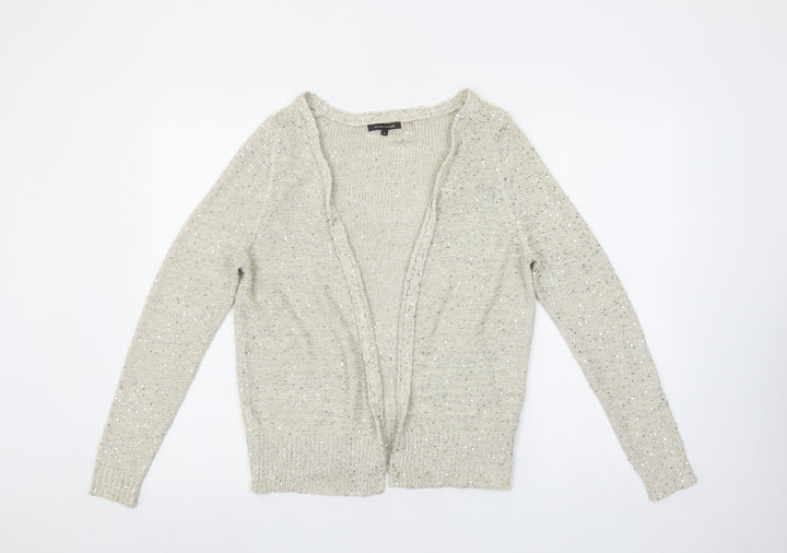 River Island Women’s Beige Sequin Knit Cardigan Size 6