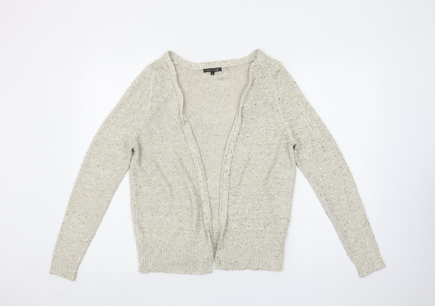 River Island Women’s Beige Sequin Knit Cardigan Size 6