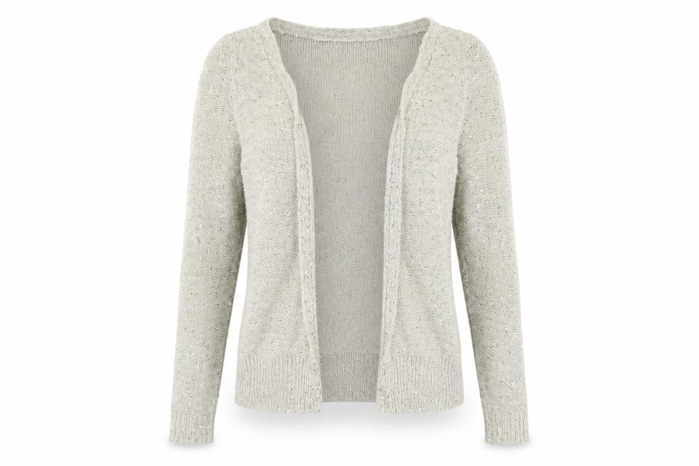 River Island Women’s Beige Sequin Knit Cardigan Size 6