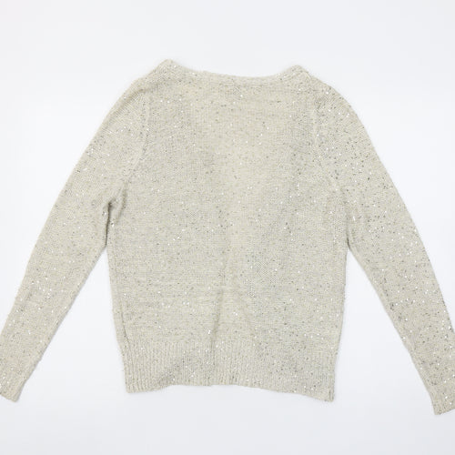 River Island Women’s Beige Sequin Knit Cardigan Size 6