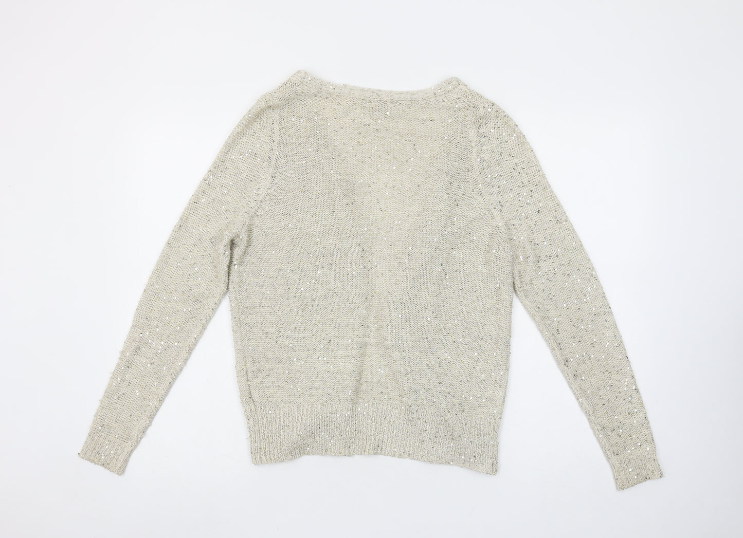 River Island Women’s Beige Sequin Knit Cardigan Size 6