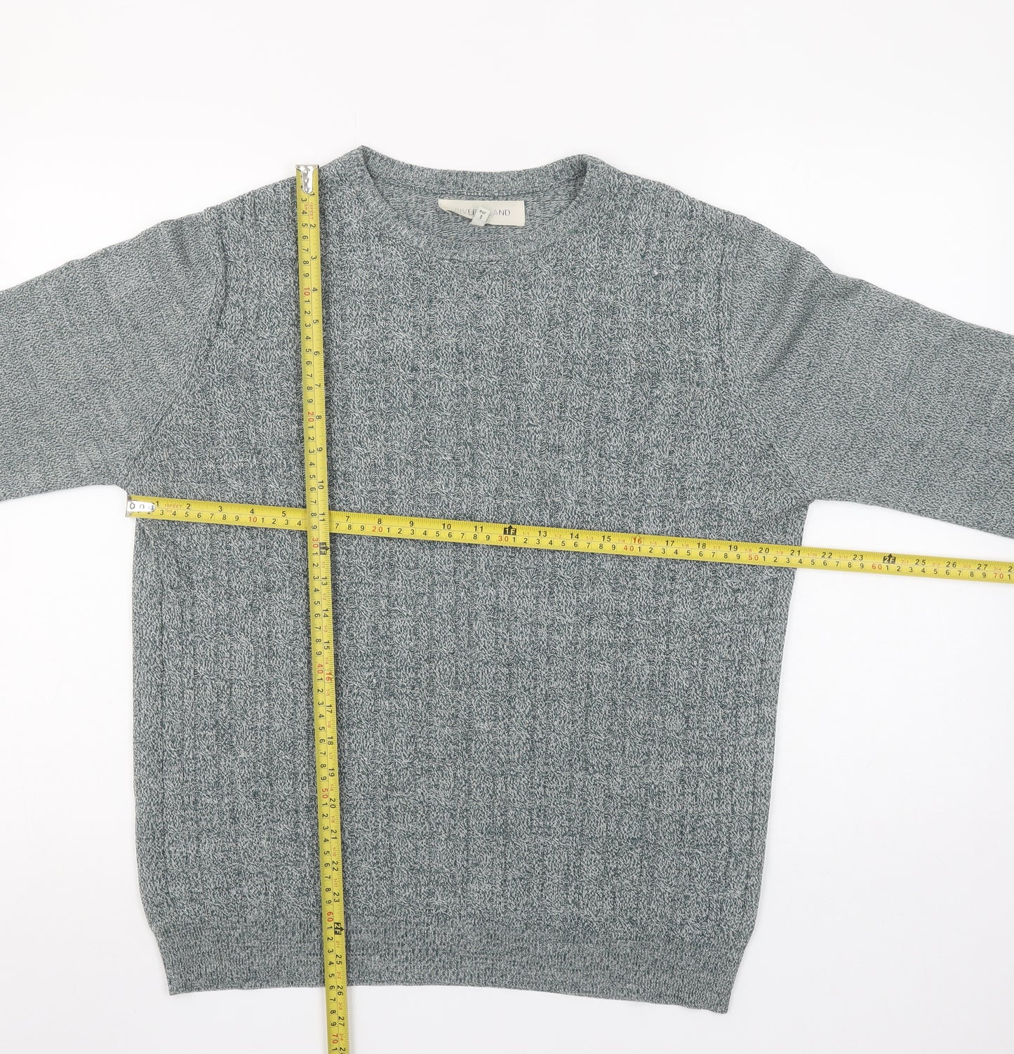 River Island Men’s Grey Knit Crew Neck Acrylic Jumper Size M