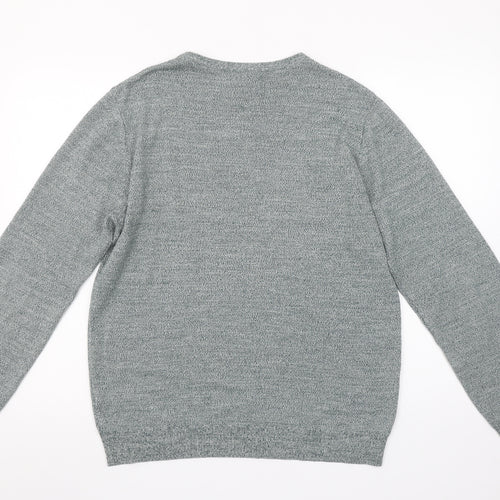 River Island Men’s Grey Knit Crew Neck Acrylic Jumper Size M