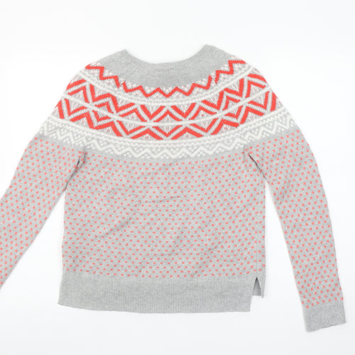 GAP Womens Grey Fair Isle Knit Jumper XS Crew Neck Long Sleeve